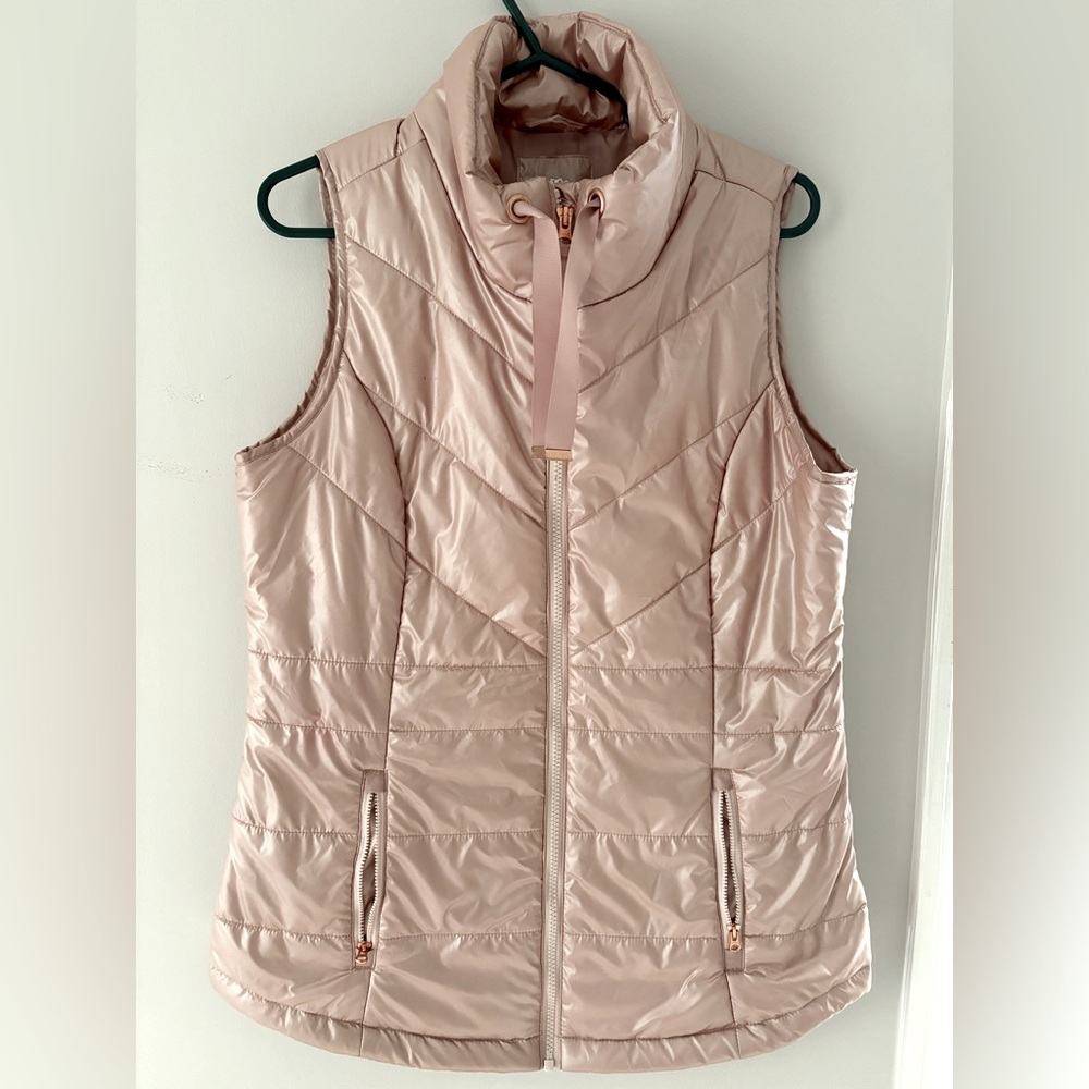 Women’s Pink Puffer Vest with Rose Gold Hardware, Size M